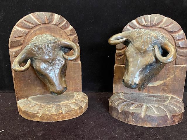Western Steer Bookends ca 1950 Texas longhorns (1 of 6)