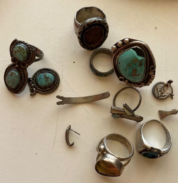 Scrap sterling and turquoise pieces Lot (1 of 2)