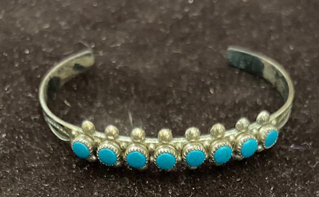 Native American Navajo sterling and turquoise bracelet (1 of 4)