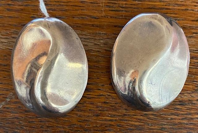 Mexican Sterling clip on earrings ca 1950's (1 of 3)