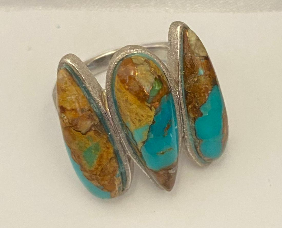 Sterling and turquoise & stone ring (1 of 4)
