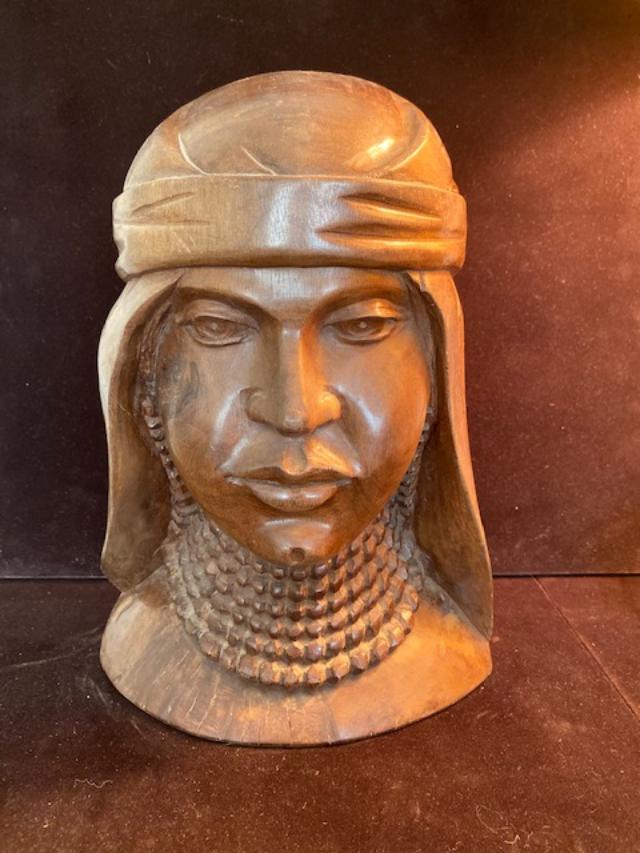 African carved wood bust ca 1940 large 12" (1 of 7)