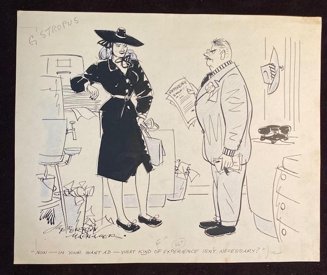 Thomas Jefferson Machamer Original Cartoon New Yorker: Original Cartoon with artist notes. Thomas Jefferson Machamer was born in Holdredge, Nebraska, in 1901 (other sources say 1899). He graduated from the Nebraska University and got a job at the Kansas C