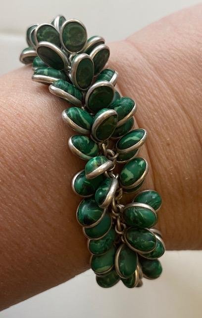 Sterling bracelet with malachite stone unusual (1 of 3)