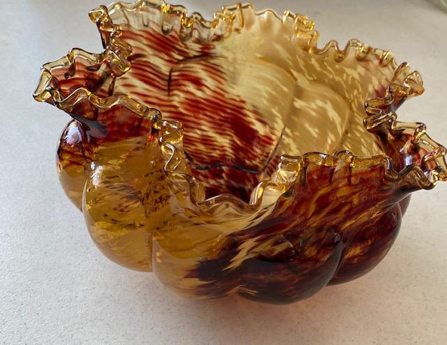 Hand blown art glass tortoise glass bowl (1 of 6)