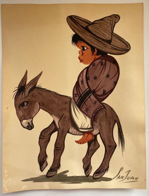 Mexican Water color signed San Juan artist (1 of 4)