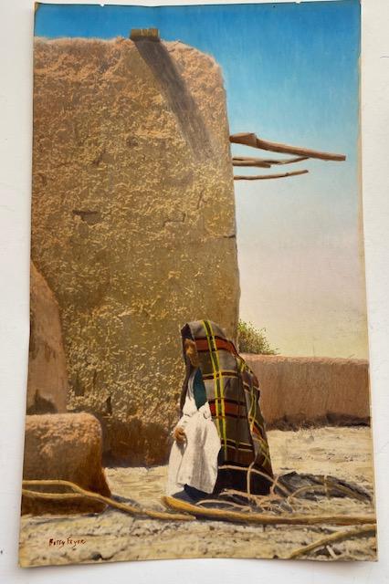 Taos New Mexico Hand tinted photo by Betty Fryer: Hand tinted photo by Betty Fryer Ca 1935 Taos Pueblo Native American woman framed vintage. 35.00 DOMESTIC SHIPPING.