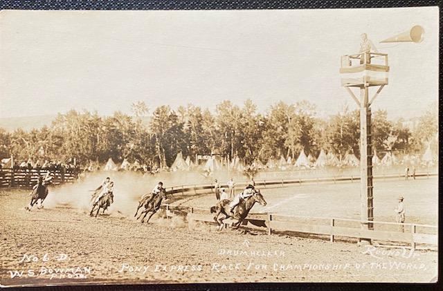 Photograph RPPC rodeo card ca 1920: Original Real Photo Post Cards featuring Pony Express Race For Championship of the World. Photo by W. S. Bowman, number 6-D. No date plain back. FREE DOMESTIC SHIPPING.