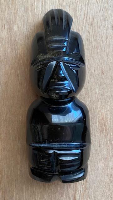Obsidian Carved Aztec central American figure 1940 (1 of 4)