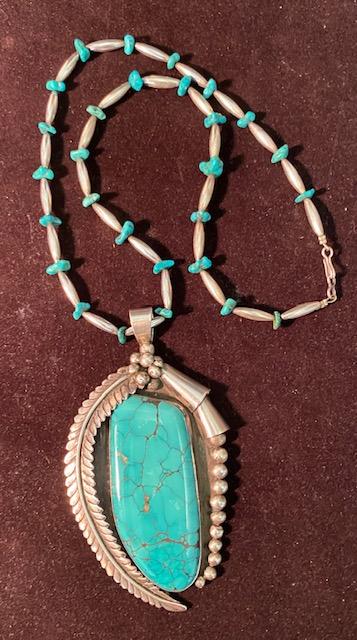 Native American turquoise pendant large 5" (1 of 5)