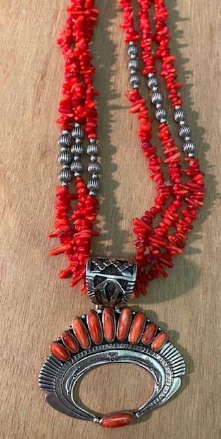 Native American Indian coral necklace STUNNING (1 of 5)