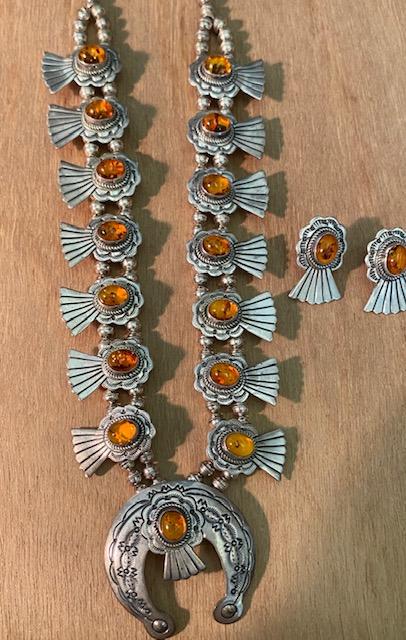 Native American Squash blossom  and earring set (1 of 4)