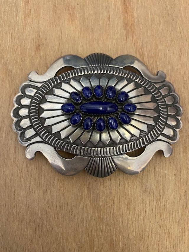 Native American Indian Sterling  belt buckle signed (1 of 2)