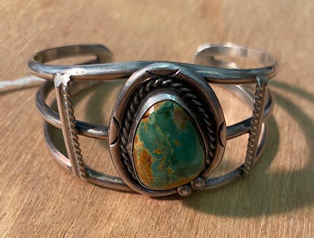 Native American turquoise and sterling cuff bracelet (1 of 3)