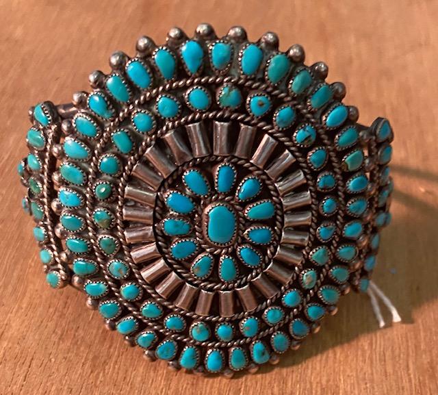 Native American turquoise and sterling cuff bracelet (1 of 4)