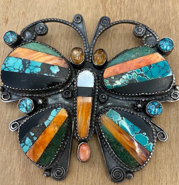Native American butterly pin/pendant with multi stones (1 of 2)