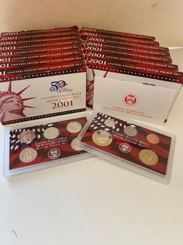 (16)  2001 US Mint Silver Proof sets (1 of 3)