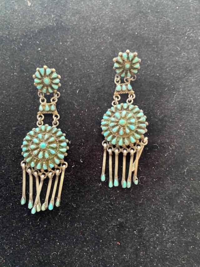 Navajo turquoise and sterling earrings Concha style (1 of 2)