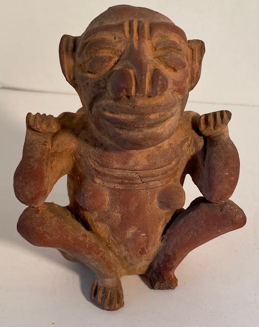 Pre-Columbian Figural 1200 AD: Pre Columbian animal/money/figure Museum number on bottom. see other pre-Columbian items in the auction. 20.00 DOMESTIC SHIPPING.