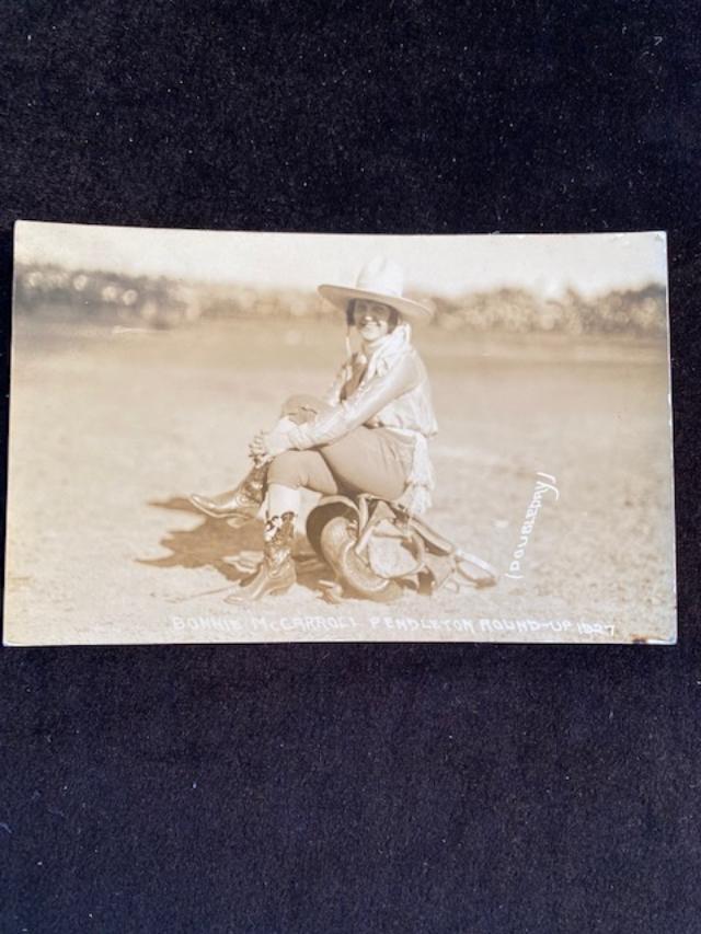 RPPC Photo Cowgirl Post Card Bonnie McCarroll 1927 (1 of 2)
