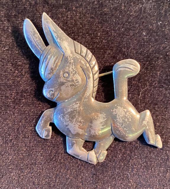 Vintage Bell Sterling Donkey Pin Back CA 1950 (1 of 2)
