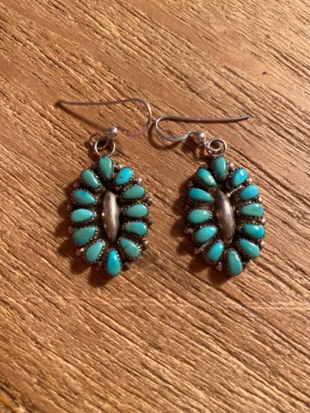 Native American Signed Zuni Turquoise Earrings (1 of 2)