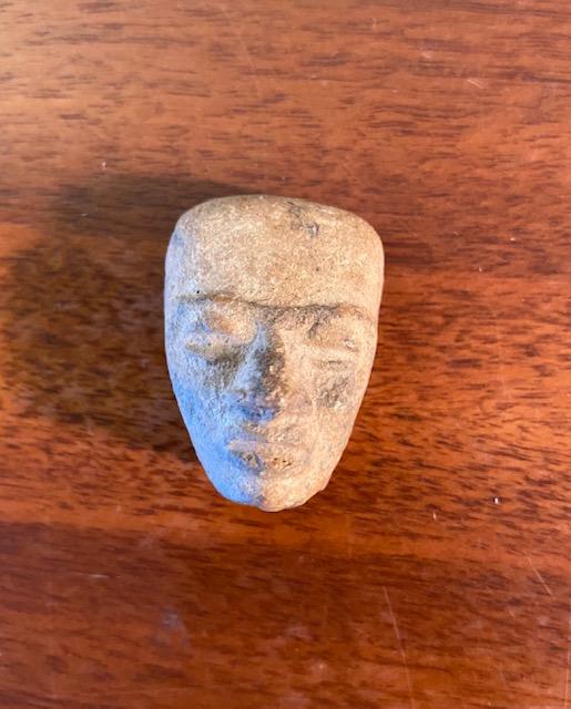 Pre Columbian Carved Face: Mayan Yucatec face carved 300 BCE. Quarter shown for scale. Museum of Man San Diego, Ca. FREE DOMESTIC SHIPPING and Insurance Pre Columbian carved face.
