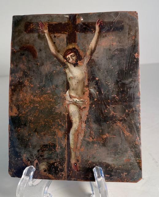 RARE Christ on Copper Retablo 1810 (1 of 4)