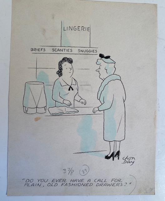 Chon Day Original Cartoon New Yorker: Original Cartoon with artist notes. Chauncey Addison Day (Chon Day) Chon Day was an American magazine gag cartoonist, whose slightly sardonic depictions of everyday (family) life have work appeared in