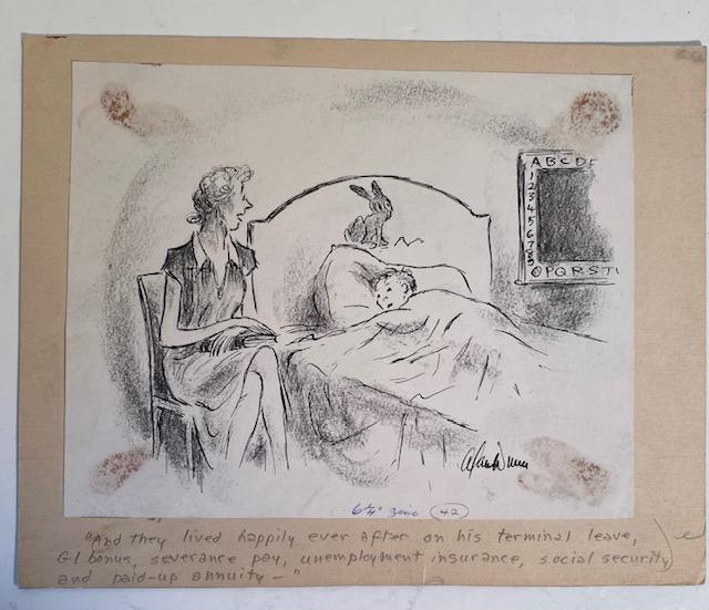 Alan Dunn Original Cartoon New Yorker: Original Cartoon by Alan Dunn who was a cartoonist known for his work in The New Yorker. He also had architectural expertise and submitted work to the magazine Architectural Record. He was married to 
