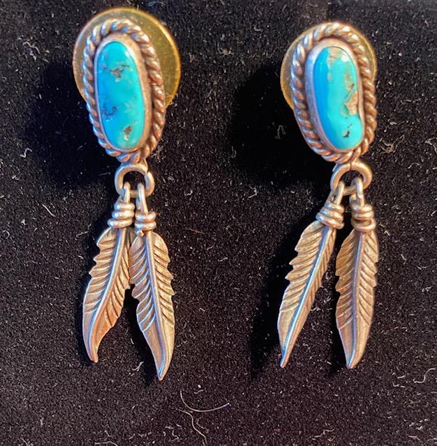 Navajo Sterling silver feather Earrings (1 of 2)