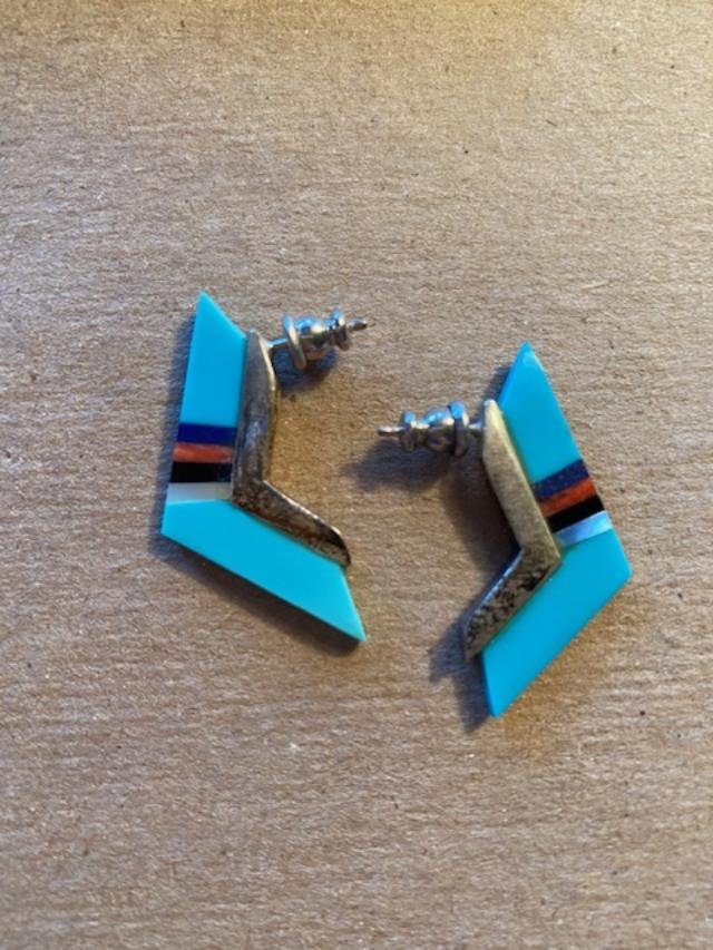 Signed Zuni Turquoise Earrings (1 of 2)