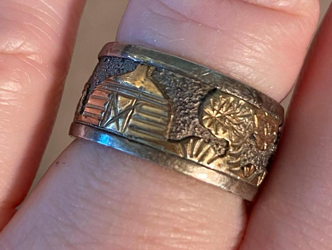 Native American Hopi Sterling and 1/20th 12K Gold Ring (1 of 2)