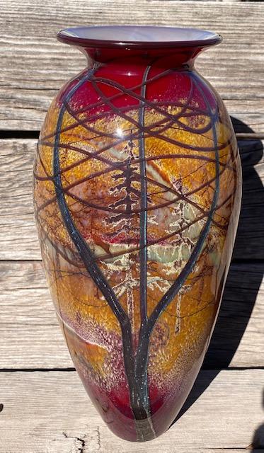 ART Blown Glass Signed Vase TALL 15" (1 of 4)