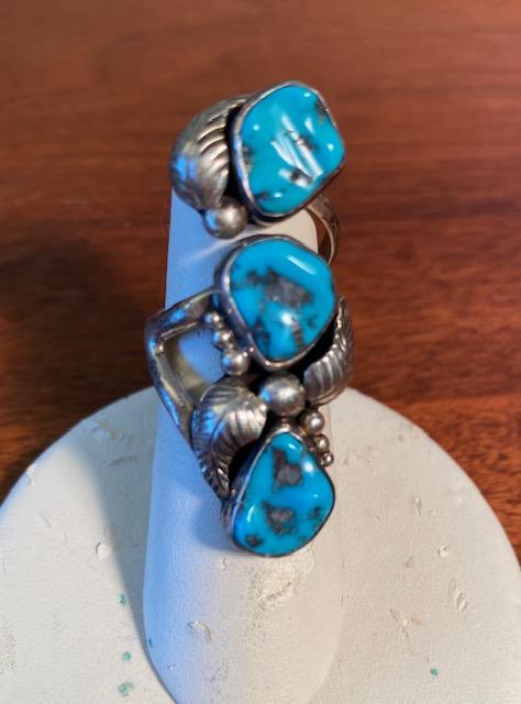 Navajo Sterling silver and 3 StoneTurquoise Ring (1 of 3)