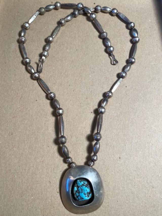 Navajo Signed Turquoise Necklace (1 of 3)