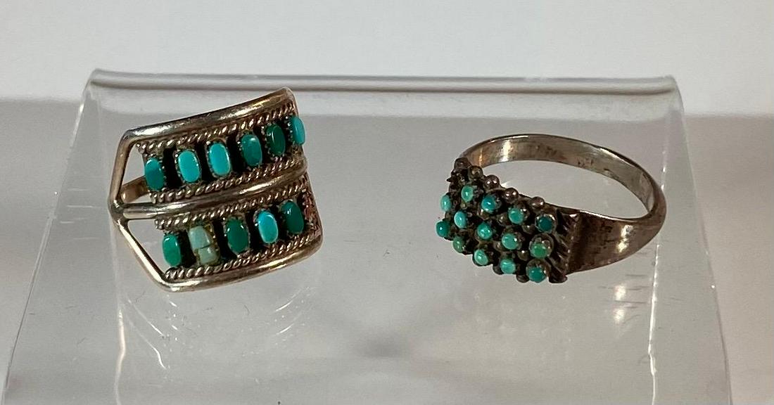 Lot of 2 Zuni Rings Petit Pointe Sterling Vintage (1 of 3)