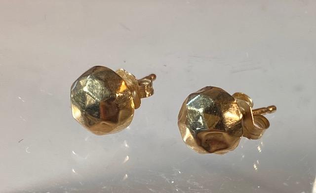 14K Gold Geometric Stud Earrings Posts are also Gold (1 of 3)