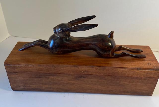 Global Views Bronze Rabbit Wood Box (1 of 5)