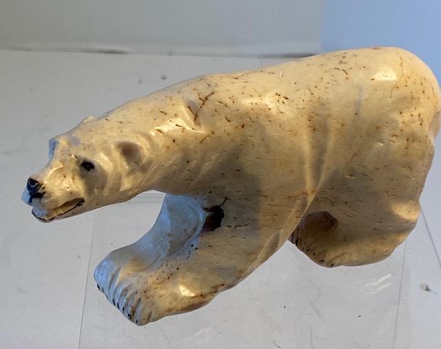 Hand Carved Bone Alaskan Polar Bear ca 1940: Original vintage hand carved bone/tusk Native American Alaskan polar bear. FREE DOMESTIC SHIPPING.