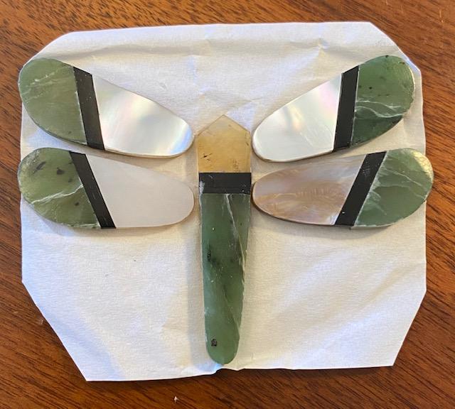 Zuni Multi-Stone Pieces for Jewelry: Native American Zuni cut stones to make butterfly or dragonfly jewelry. Stones include onyx, spiny oyster, turquoise, mother of pearl and more. See variations of stones in lots 231-241. FREE DOMESTIC