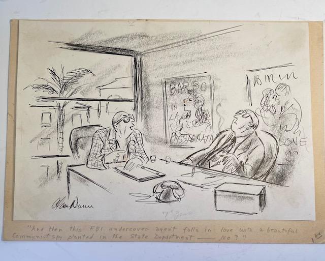 Alan Dunn Original Cartoon New Yorker: Original Cartoon by Alan Dunn who was a cartoonist known for his work in The New Yorker. He also had architectural expertise and submitted work to the magazine Architectural Record. He was married to 
