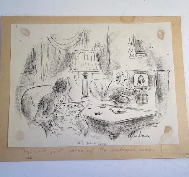 Alan Dunn Original Cartoon New Yorker: Original Cartoon by Alan Dunn who was a cartoonist known for his work in The New Yorker. He also had architectural expertise and submitted work to the magazine Architectural Record. He was married to 