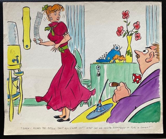 Abel Green  Watercolor Cartoon  New Yorker Magazine (1 of 2)