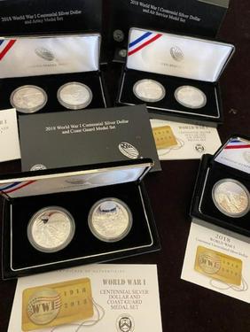 (4) WWI Centennial Silver Dollar and Medallion Sets (1 of 5)