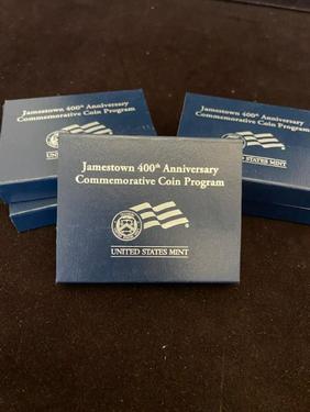 Lot of 5 Jamestown 400th Anniversary silver dollar UNC (1 of 5)