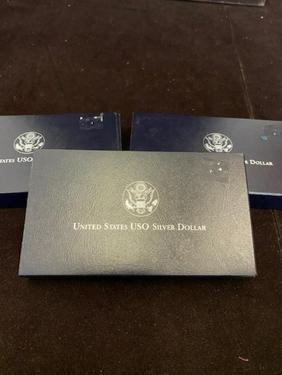 Lot of 3 USO 50th Anniversary silver dollar proof sets (1 of 3)