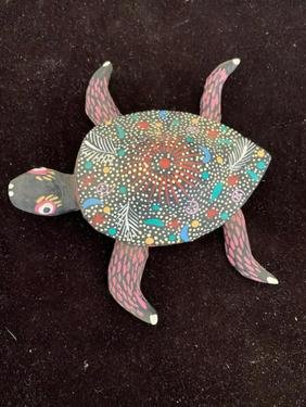 Oaxacan Mexican Folk Art turtle carved wood painted (1 of 4)
