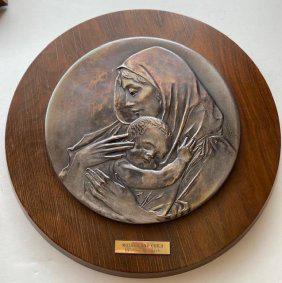 Alex Hromych Mother and Child Cast Bronze Plaque (1 of 4)