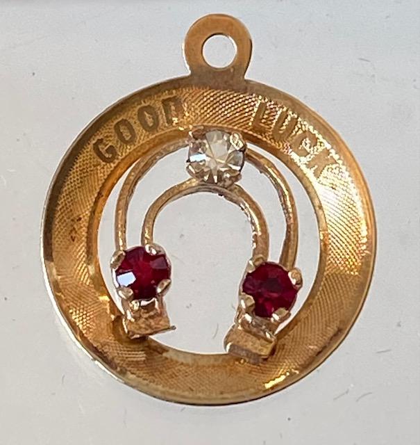14K Gold Horseshoe Pendant with Rubies (1 of 2)